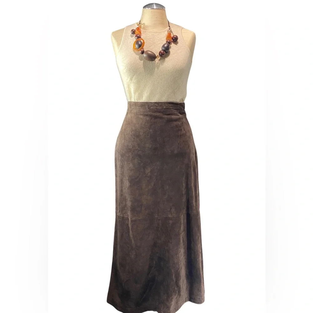 Preswick and Moore, Long, Suede Leather-Skirt Size 12 - Picture 1 of 6
